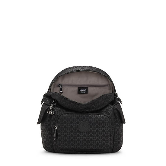 Kipling City Pack Mini Klasik Printed Sırt Çantaları Siyah | TR 1732IL